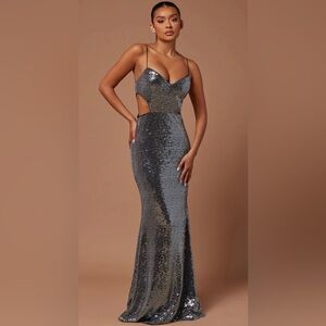 3/$30 Winnie Sequin Gown - Silver